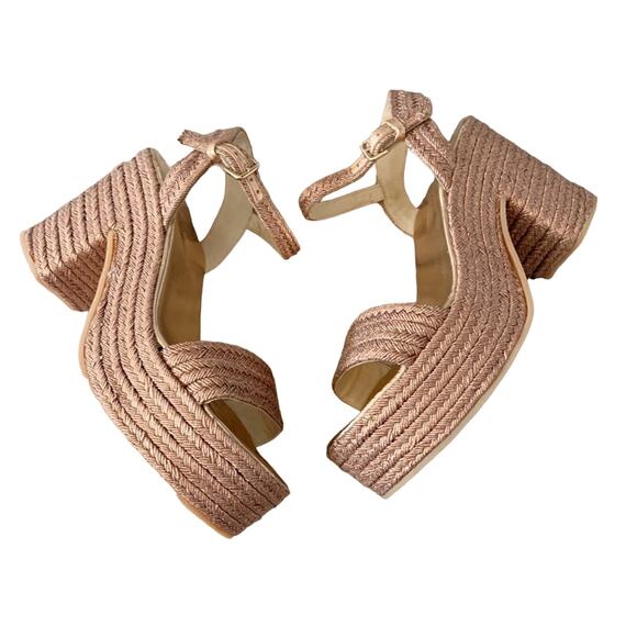 Jeffrey Campbell Asueto Platform Espadrille Sandal 9 Rose Gold NEW - Picture 3 of 9